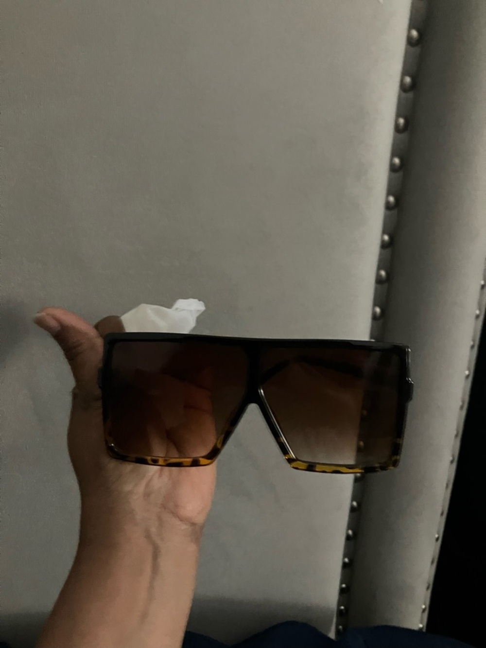 Oversized Shield Sunglasses in Tortoiseshell with Brown Gradient Lenses